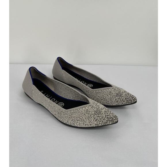 Rothy's Shoes - Rothy’s Metallic Pearl The Point Pointed Toe Silver Rare Retired Size 8